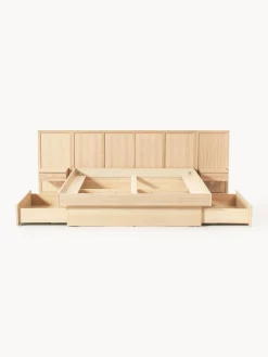 Letto in legno con comodini e testiera Nanto