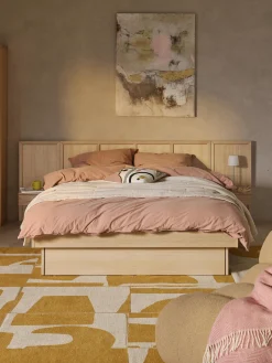 Letto in legno con comodini e testiera Nanto