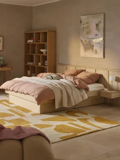 Letto in legno con comodini e testiera Nanto