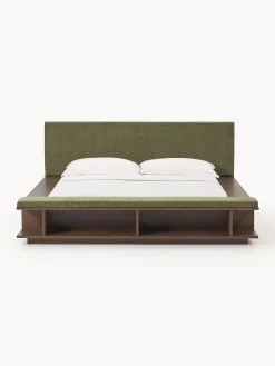 Letto in legno con panca e mensole laterali Clark