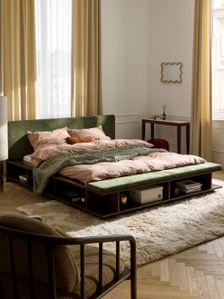 Letto in legno con panca e mensole laterali Clark