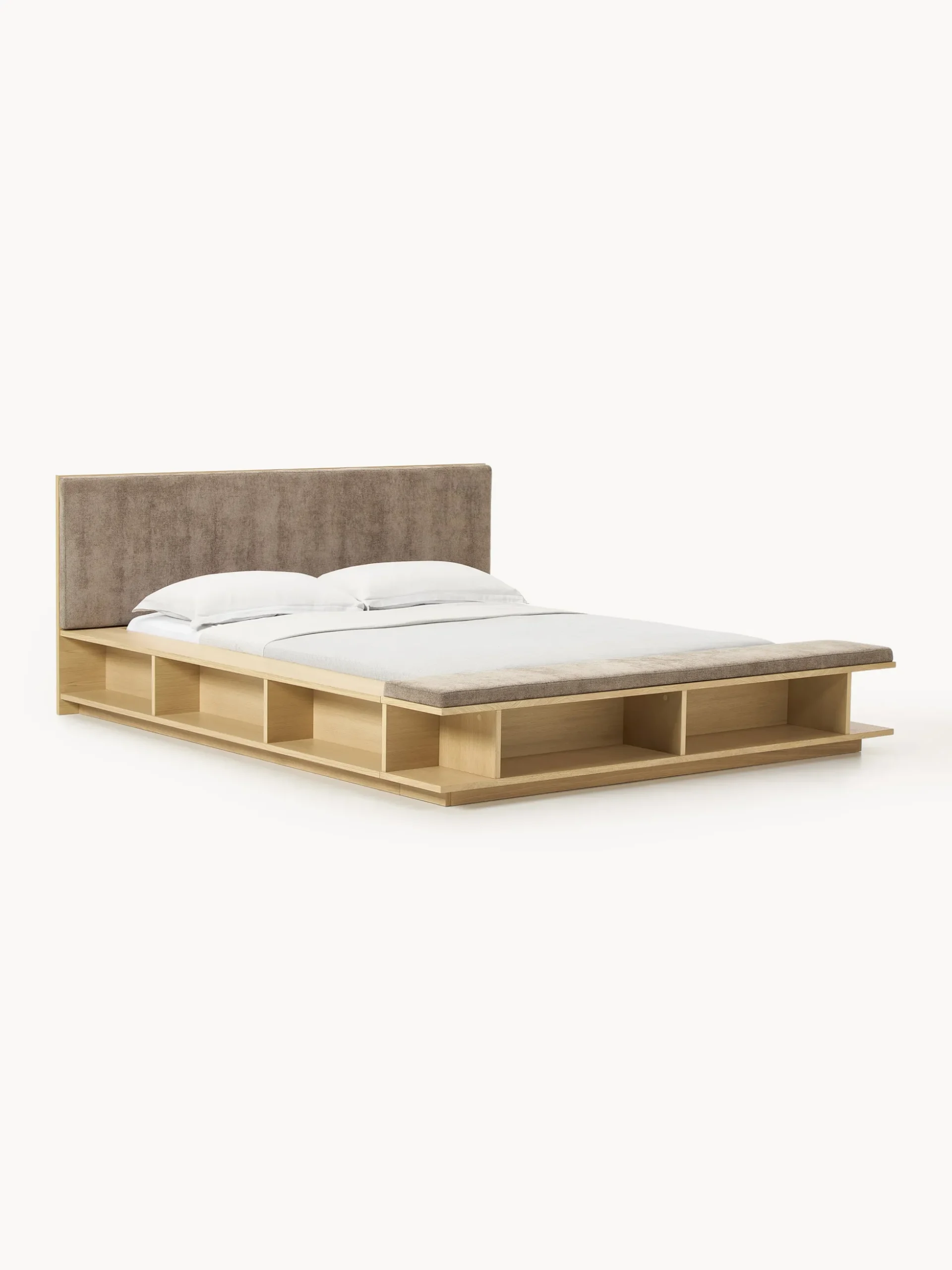Letto in legno con panca e mensole laterali Clark