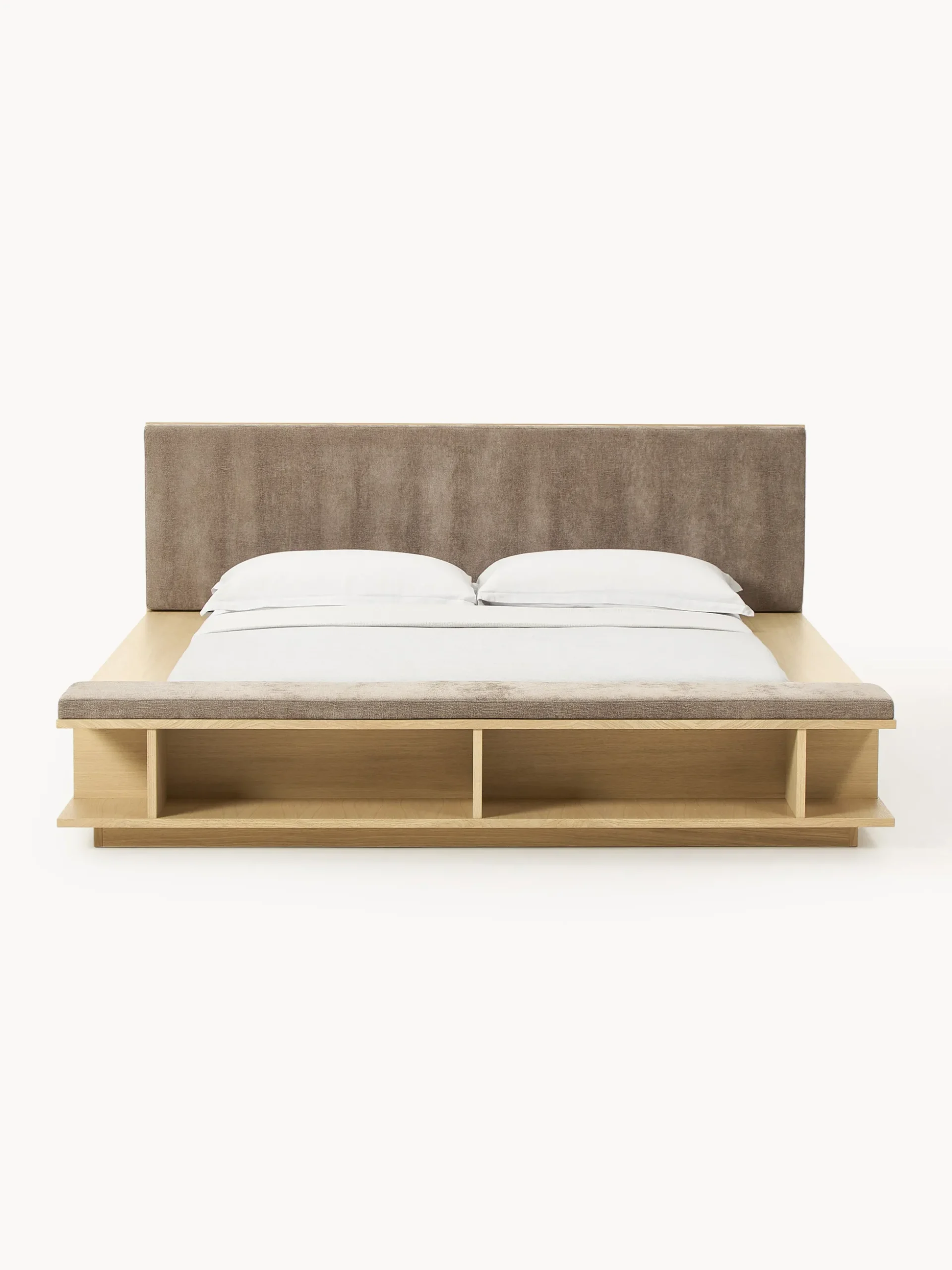 Letto in legno con panca e mensole laterali Clark