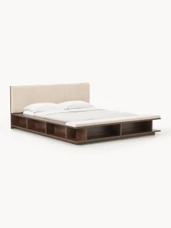 Letto in legno con panca e mensole laterali Clark