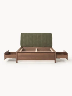Letto in legno con testiera imbottita e cassetti Santiago
