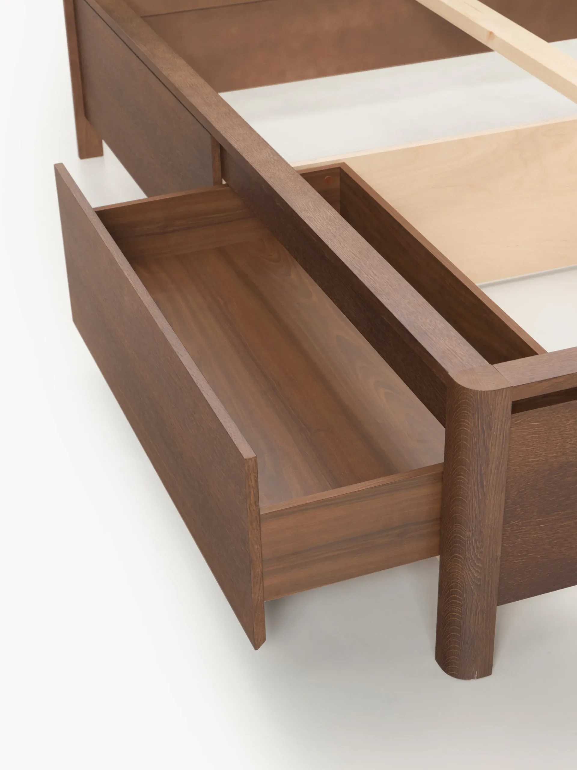 Letto in legno con testiera imbottita e cassetti Santiago