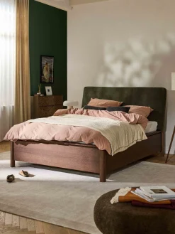 Letto in legno con testiera imbottita e cassetti Santiago