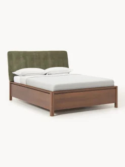 Letto in legno con testiera imbottita e cassetti Santiago