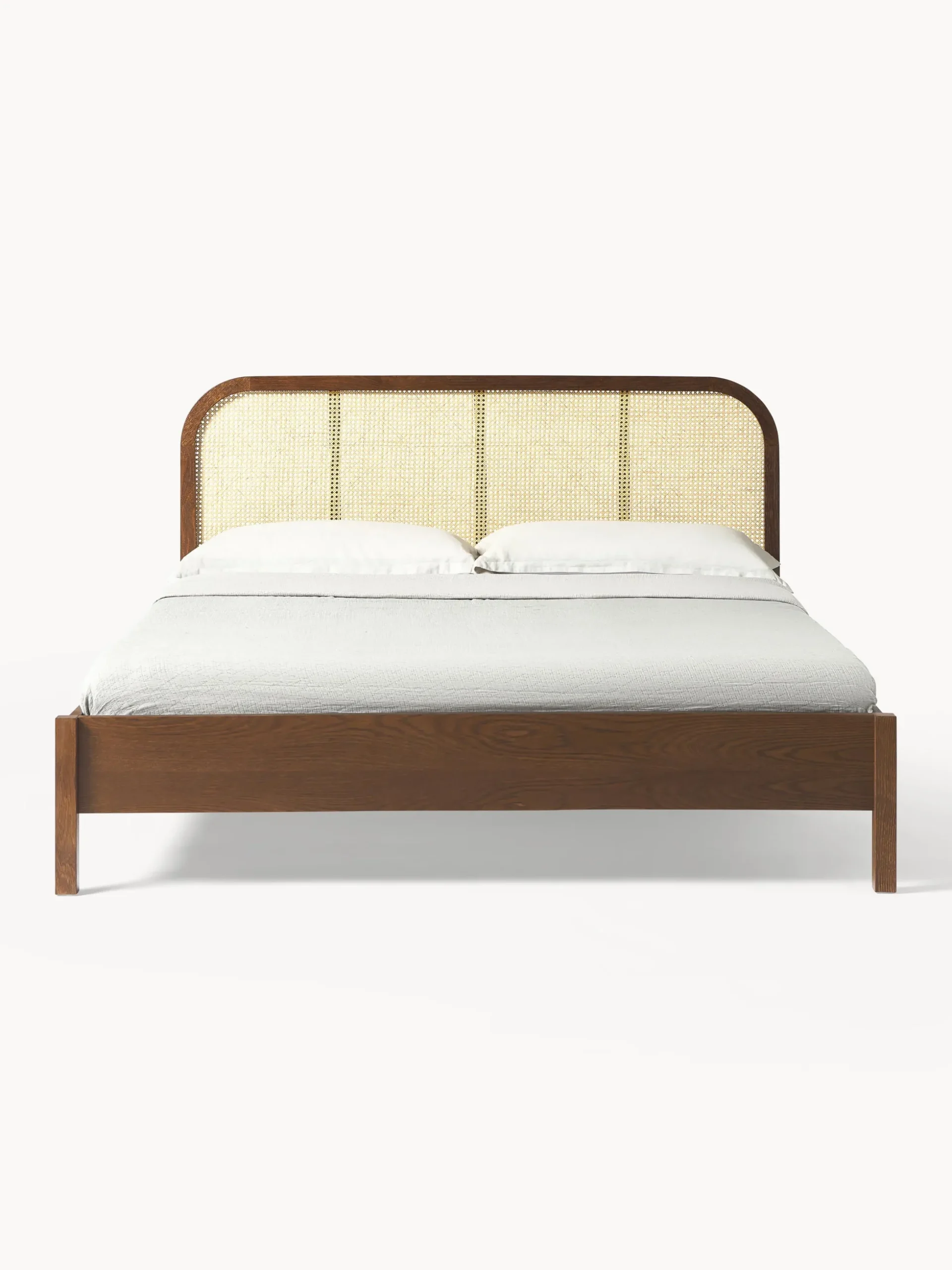 Letto in legno con testiera in vimini Jones