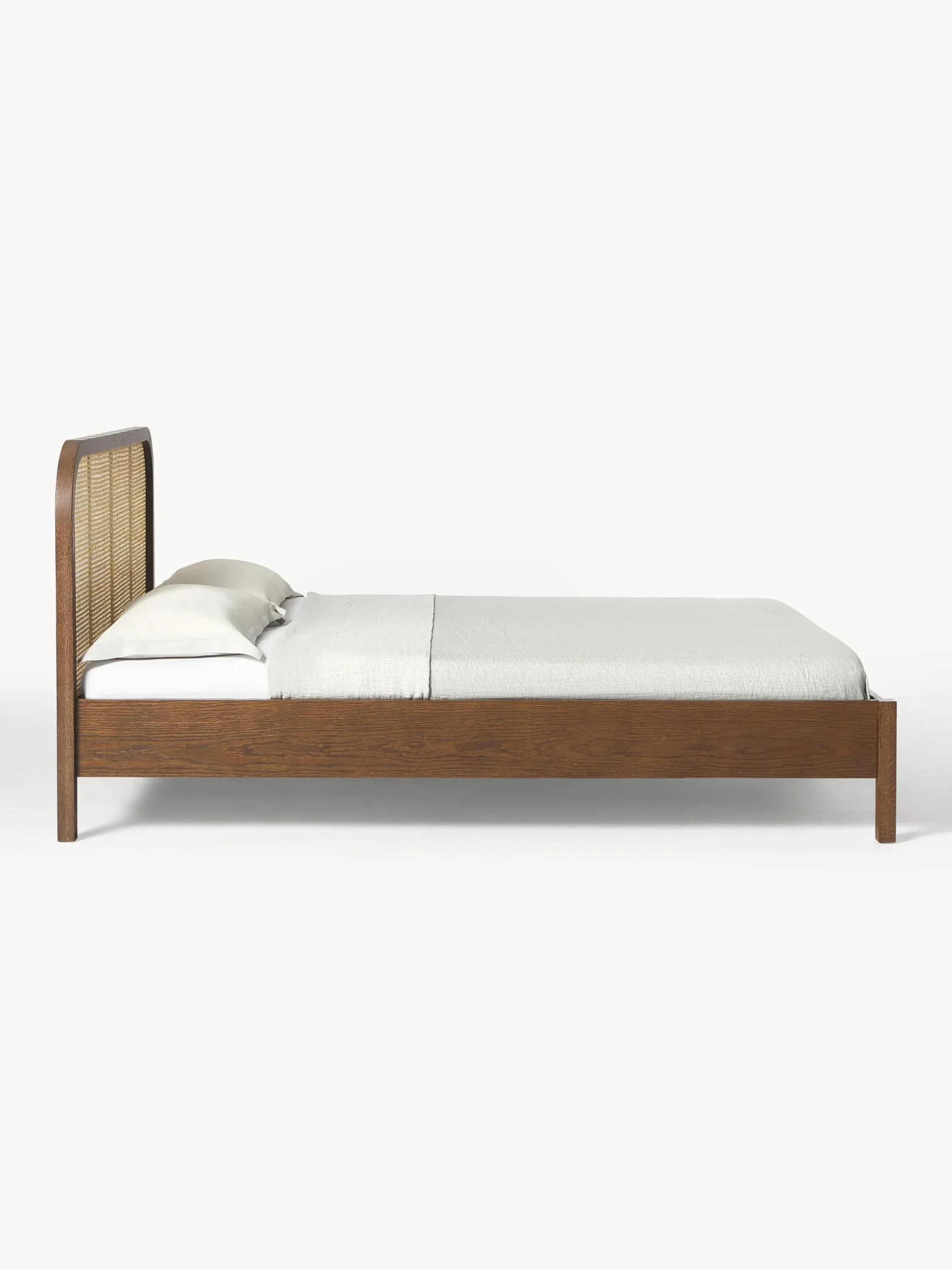 Letto in legno con testiera in vimini Jones
