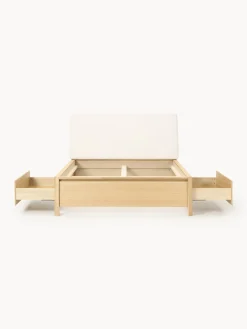 Letto in legno con testiera imbottita e cassetti Santiago