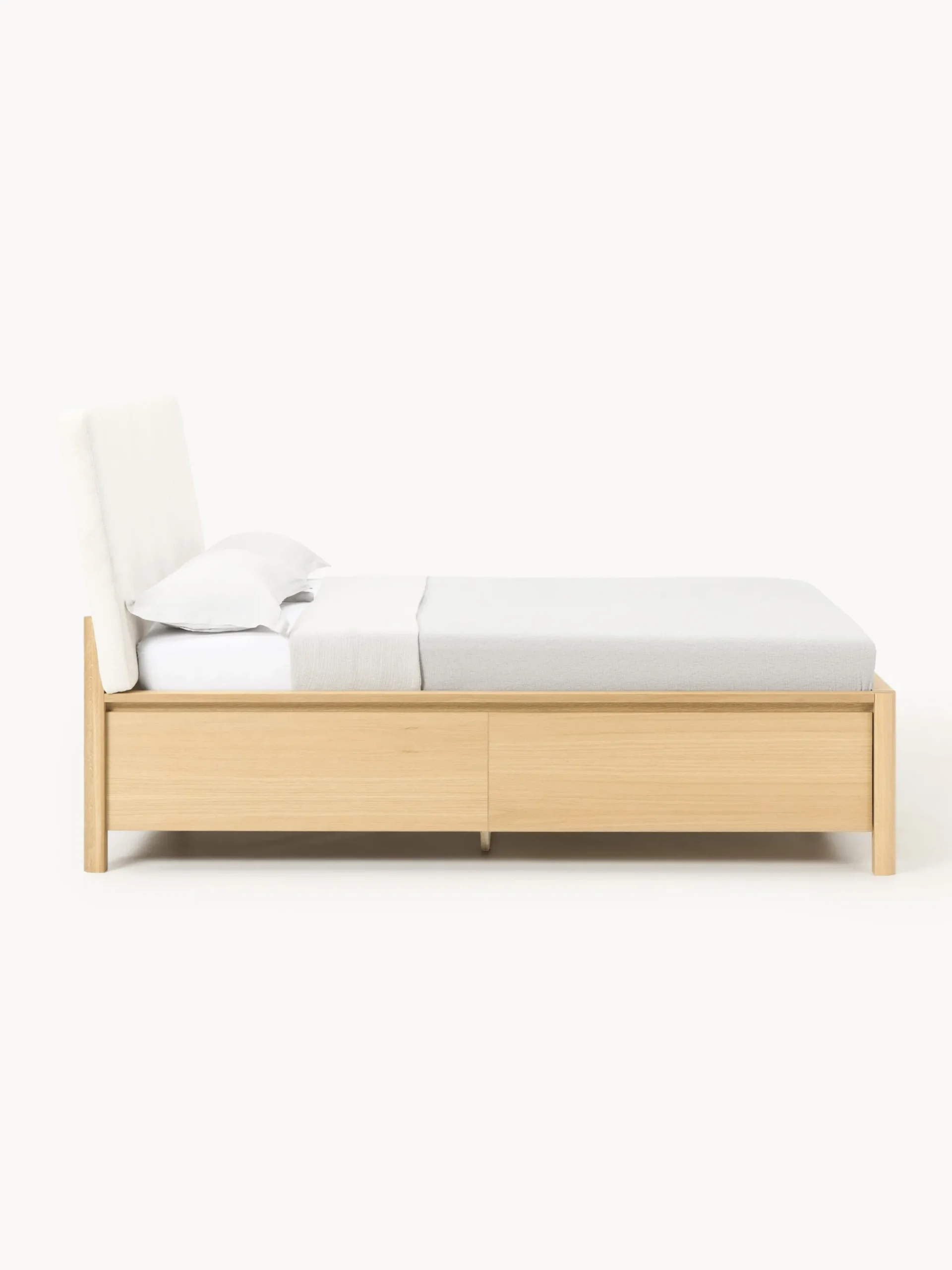 Letto in legno con testiera imbottita e cassetti Santiago
