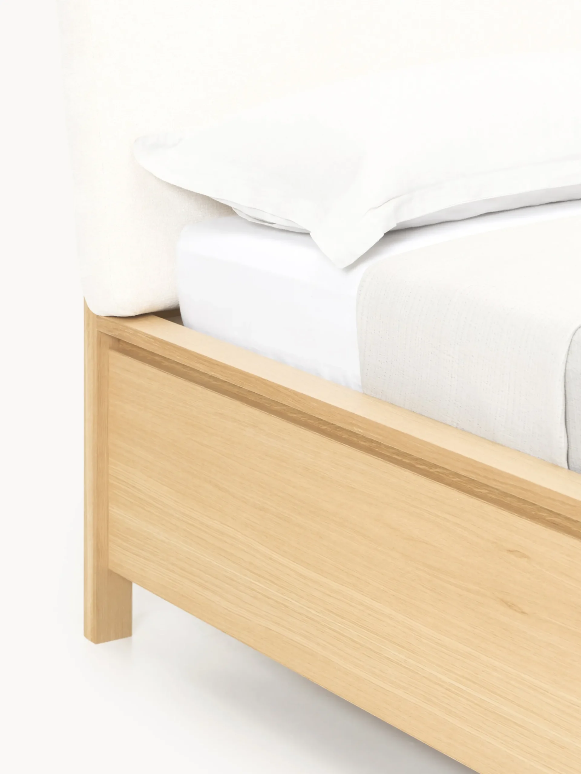 Letto in legno con testiera imbottita e cassetti Santiago