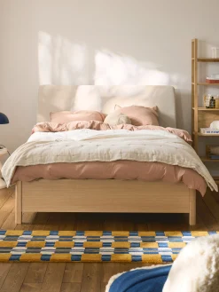 Letto in legno con testiera imbottita e cassetti Santiago