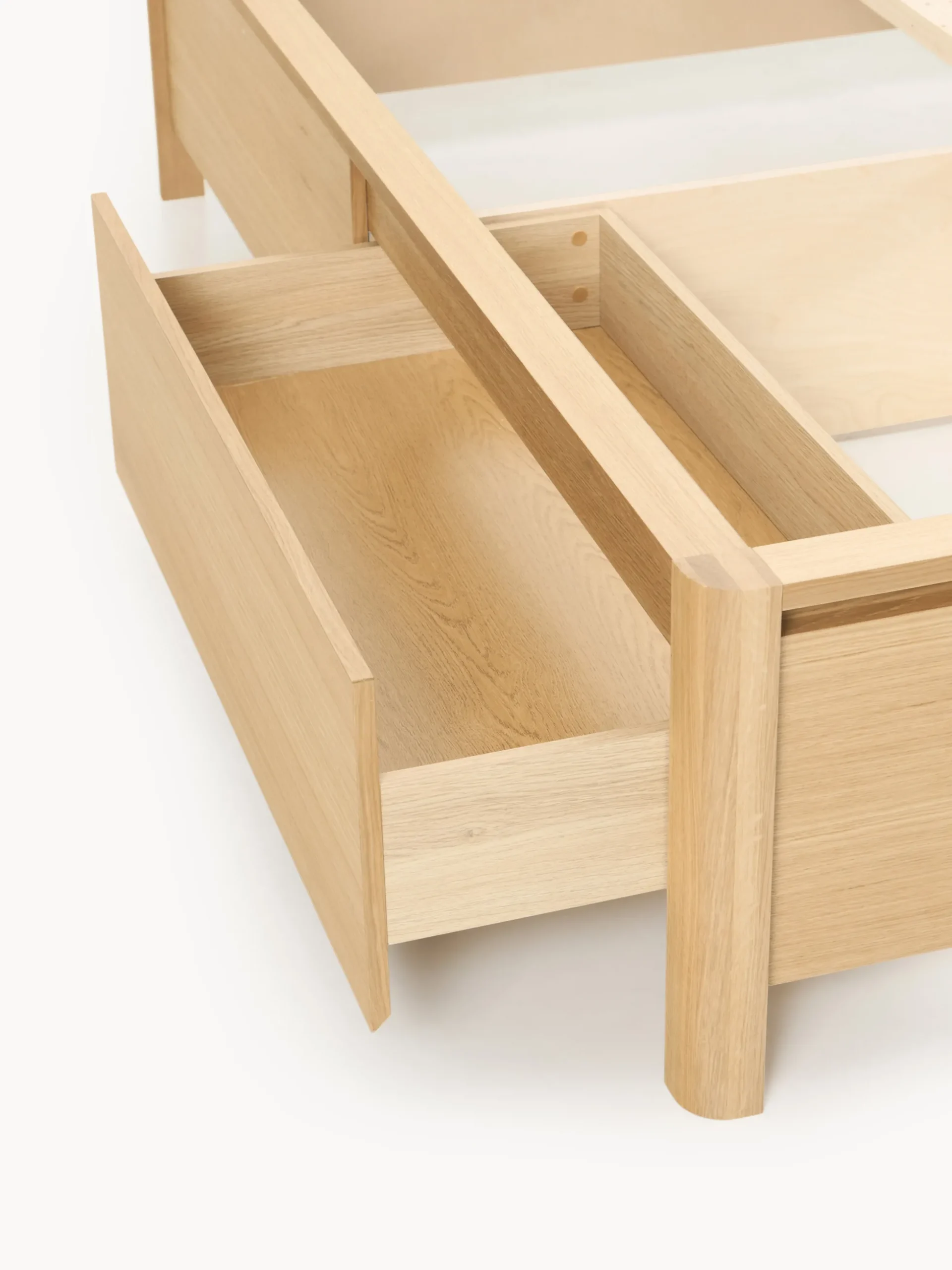 Letto in legno con testiera imbottita e cassetti Santiago