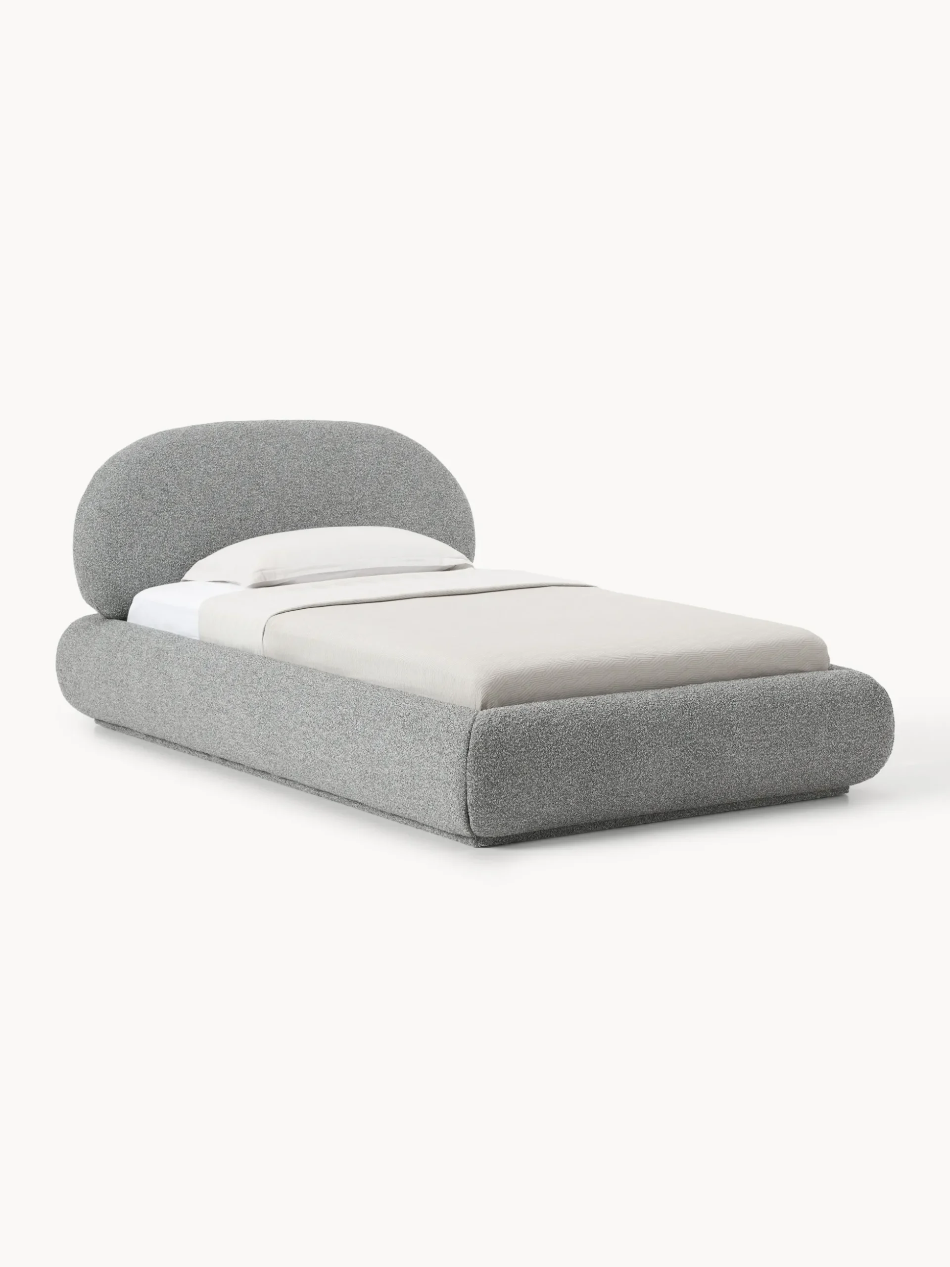 Letto singolo imbottito in bouclé Alba