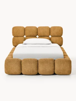 Letto singolo imbottito in teddy bouclé Tayla