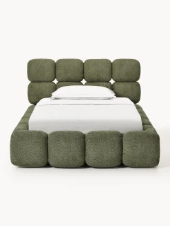 Letto singolo imbottito in teddy bouclé Tayla