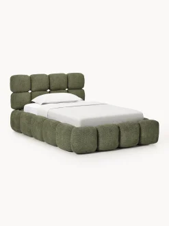 Letto singolo imbottito in teddy bouclé Tayla