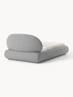 Letto singolo imbottito in bouclé con contenitore Alba