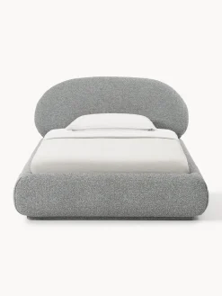 Letto singolo imbottito in bouclé con contenitore Alba