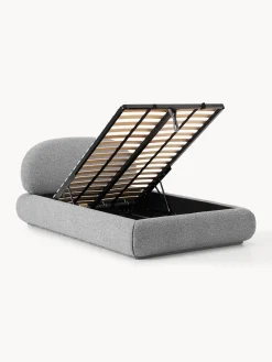 Letto singolo imbottito in bouclé con contenitore Alba