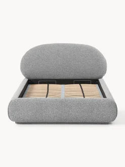 Letto singolo imbottito in bouclé con contenitore Alba
