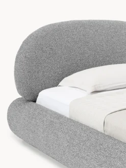 Letto singolo imbottito in bouclé con contenitore Alba