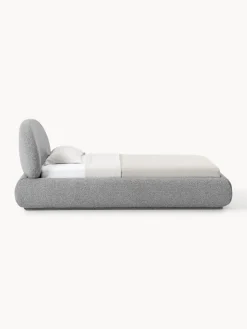 Letto singolo imbottito in bouclé con contenitore Alba