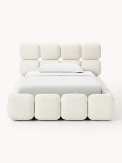 Letto singolo imbottito in teddy bouclé Tayla