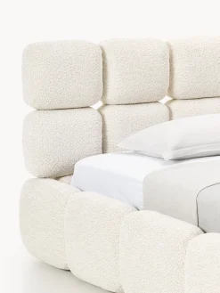 Letto singolo imbottito in teddy bouclé Tayla
