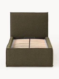 Letto singolo imbottito in bouclé con contenitore Dream