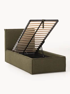 Letto singolo imbottito in bouclé con contenitore Dream