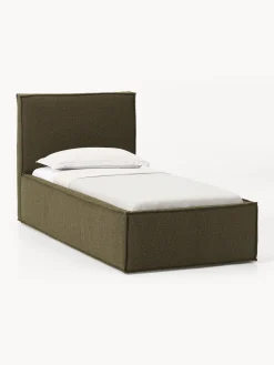 Letto singolo imbottito in bouclé con contenitore Dream