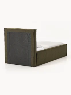 Letto singolo imbottito in bouclé con contenitore Dream