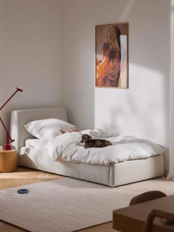 Letto singolo in bouclé con contenitore Cloud