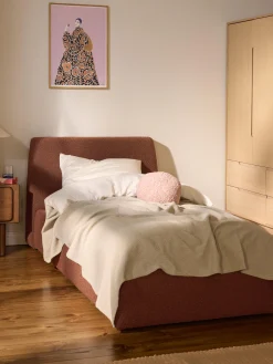 Letto singolo in bouclé con contenitore Cloud