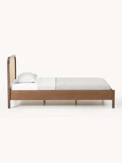 Letto singolo in legno con testiera in vimini Jones