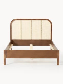 Letto singolo in legno con testiera in vimini Jones