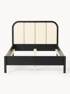 Letto singolo in legno con testiera in vimini Jones