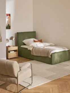 Letto singolo in velluto a coste con spazio contenitore aggiuntivo Dream