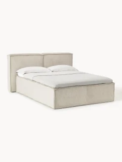 Letto boxspring in velluto a coste Lennon