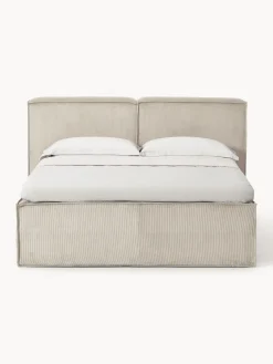 Letto boxspring in velluto a coste Lennon