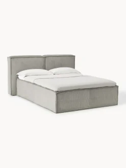 Letto boxspring in velluto a coste Lennon
