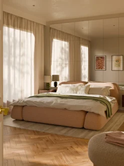 Letto imbottito con contenitore Wolke