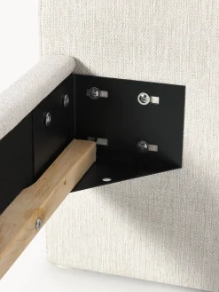 Letto imbottito con piedini rotondi in legno di quercia Rena