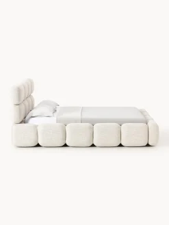 Letto imbottito in bouclé con contenitore Tayla