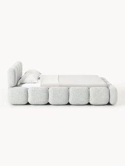 Letto imbottito in bouclé con contenitore Tayla