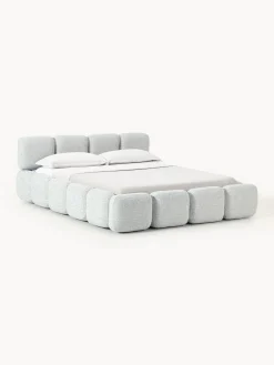 Letto imbottito in bouclé con contenitore Tayla
