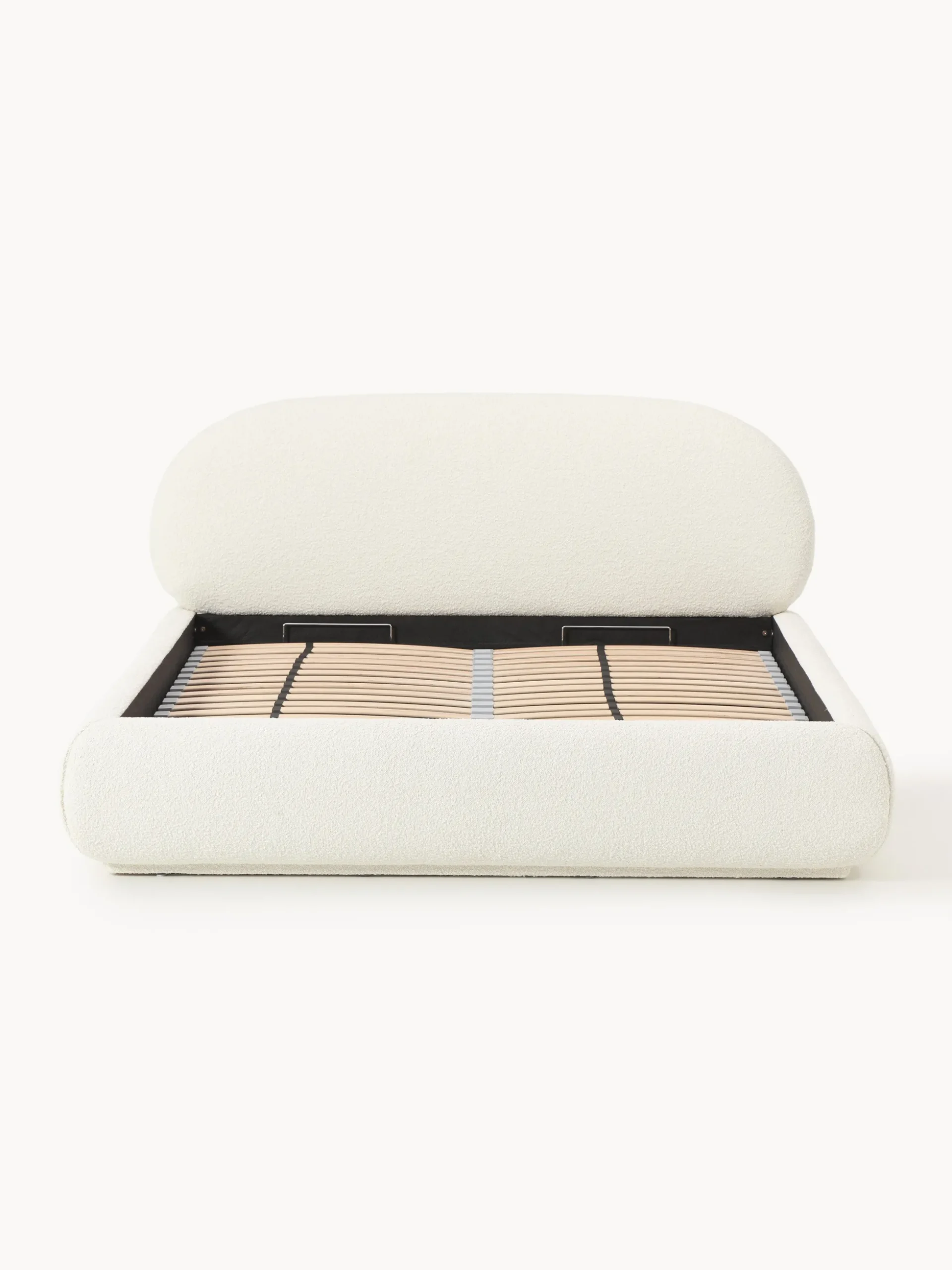 Letto imbottito in bouclé con contenitore Alba